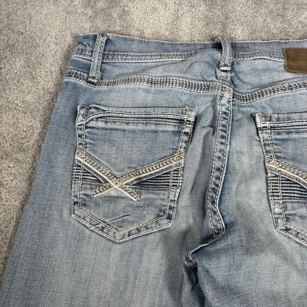 BKE Jake Jeans Mens 32x32 (Tag 32x34) Light Blue Denim Straight Leg Custom Hems
